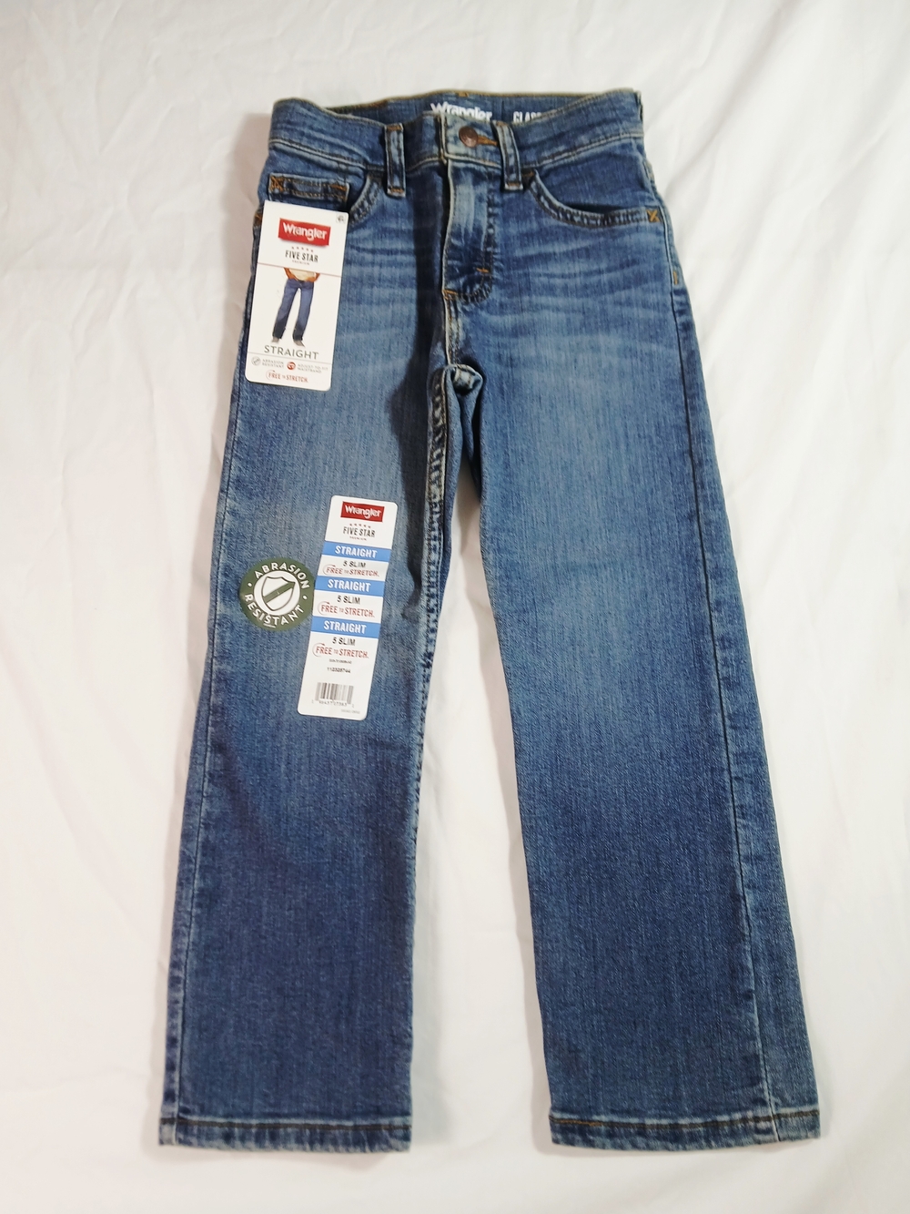 Wrangler Five Star Jeans Boys 5 Slim Straight Fit Stretch Denim NWT